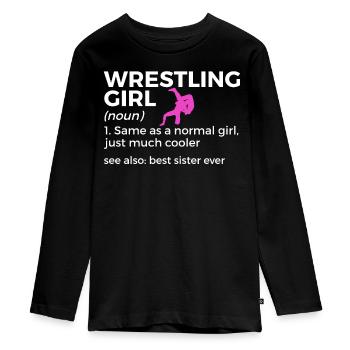 Wrestling - Teenager Premium Bio Langarmshirt - Schwarz - Vorne - AI Model Kid Female (0cm)