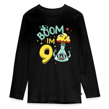 Ich Bin 9 Science Lover Future Scientist - Teenager Premium Bio Langarmshirt - Schwarz - Vorne - AI Model Kid Female (0cm)