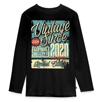 2020 Anniversaire vintage vintage rétro légende - T-shirt manches longues Premium Ado - noir - Devant - AI Model Kid Female (0cm)