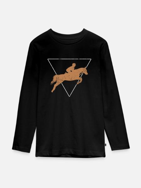 Reitsport - Teenager Premium Bio Langarmshirt - Schwarz