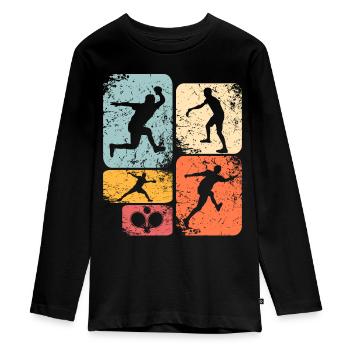 Ping-pong - T-shirt manches longues Premium Ado - noir - Devant - AI Model Kid Female (0cm)