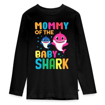 Shark Birthday Quote Funny B-day Mom - Teenager Premium Organic Long Sleeve Shirt - black - Front - AI Model Kid Female (0cm)