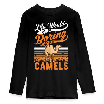 Cadeau Chameau Dromadaire Camel Big Camel - T-shirt manches longues Premium Ado - noir - Devant - AI Model Kid Female (0cm)