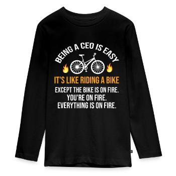 CEO zu sein ist einfach Unternehmerbesitzer Lustiger CEO - Teenager Premium Bio Langarmshirt - Schwarz - Vorne - AI Model Kid Female (0cm)