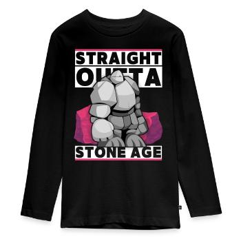 Stone Age, Stone Age man, caveman saying - Teenager Premium Organic Long Sleeve Shirt - black - Front - AI Model Kid Female (0cm)
