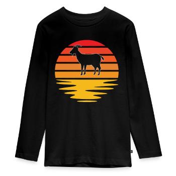 Goat Retro - Teenager Premium Organic Long Sleeve Shirt - black - Front - AI Model Kid Female (0cm)