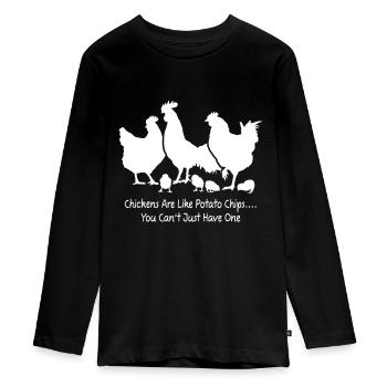 Hen Humor Lustige Kinder Hühnerhemden für Chicken Lo - Teenager Premium Bio Langarmshirt - Schwarz - Vorne - AI Model Kid Female (0cm)