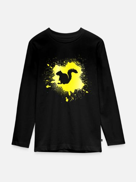 Eichhörnchen - Teenager Premium Bio Langarmshirt - Schwarz