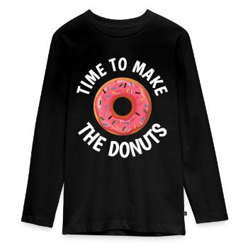 Zeit, die Donuts zu machen - Teenager Premium Bio Langarmshirt - Schwarz - Vorne - AI Model Kid Female (0cm)