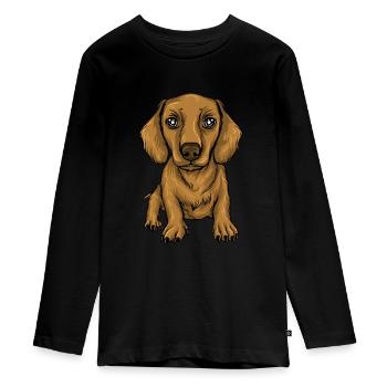 Dachshund Gift Dixie Viennese Doxie Dachshund - Teenager Premium Organic Long Sleeve Shirt - black - Front - AI Model Kid Female (0cm)