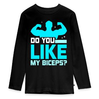 Magst Du Meinen Bizeps Muskeln Curls Sprüche - Teenager Premium Bio Langarmshirt - Schwarz - Vorne - AI Model Kid Female (0cm)