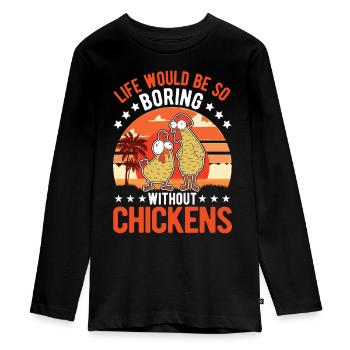 Poulets Élevage de poulets Éleveur de poulet - T-shirt manches longues Premium Ado - noir - Devant - AI Model Kid Female (0cm)