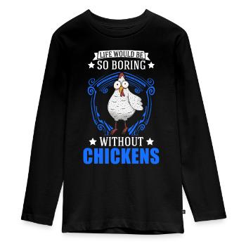 Poulets Élevage de poulets Éleveur de poulet - T-shirt manches longues Premium Ado - noir - Devant - AI Model Kid Female (0cm)