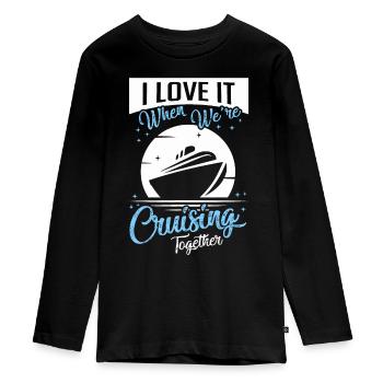 Passendes Paar Kreuzfahrt Kreuzfahrtschiff Geschenk - Teenager Premium Bio Langarmshirt - Schwarz - Vorne - AI Model Kid Female (0cm)