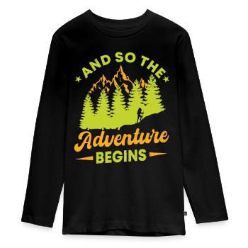 Und So Beginnt Das Abenteuer - Teenager Premium Bio Langarmshirt - Schwarz - Vorne - AI Model Kid Female (0cm)