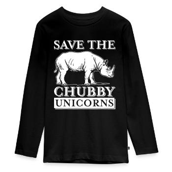 Save The Chubby Unicorns Rhino - Teenager Premium Organic Long Sleeve Shirt - black - Front - AI Model Kid Female (0cm)