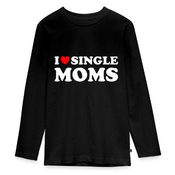 Funny Love Dating Ich liebe Single Momsswipe leftsing - Teenager Premium Bio Langarmshirt - Schwarz - Vorne - AI Model Kid Female (0cm)