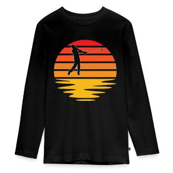Golf Retro - Teenager Premium Bio Langarmshirt - Schwarz - Vorne - AI Model Kid Female (0cm)