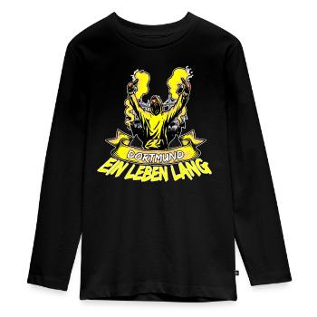 Dortmund ein Leben lang - Teenager Premium Bio Langarmshirt - Schwarz - Vorne - AI Model Kid Female (0cm)
