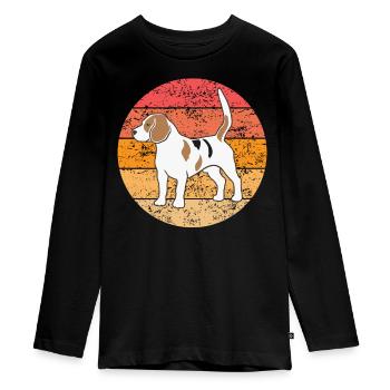 Beagle Dog Lovers Retro Vintage Cadeau - T-shirt manches longues Premium Ado - noir - Devant - AI Model Kid Female (0cm)