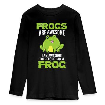 Lustige Frösche sind großartig Ich bin großartig, also bin ich - Teenager Premium Bio Langarmshirt - Schwarz - Vorne - AI Model Kid Female (0cm)