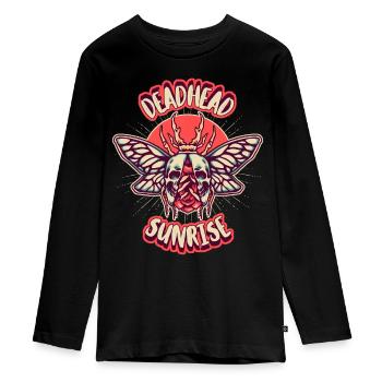 Skull with moth, moth - Teenager Premium Organic Long Sleeve Shirt - black - Front - AI Model Kid Female (0cm)