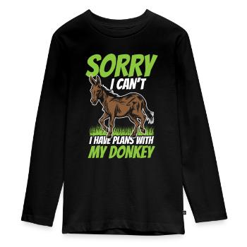 Kann Nicht Ich Habe Pläne Mit Meinem Esel Süß Tier - Teenager Premium Bio Langarmshirt - Schwarz - Vorne - AI Model Kid Female (0cm)
