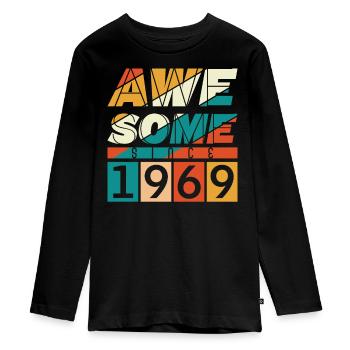 1969 Anniversaire Naissance Millésime - T-shirt manches longues Premium Ado - noir - Devant - AI Model Kid Female (0cm)