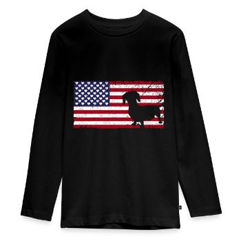 Dachshund Gift Dixie Viennese Doxie Dachshund - Teenager Premium Organic Long Sleeve Shirt - black - Front - AI Model Kid Female (0cm)