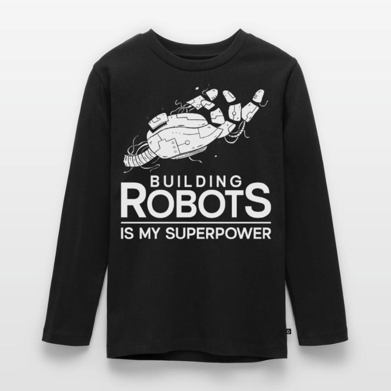 Edificio dell'ingegnere robotico robot Maglia a maniche lunghe ecologica premium per ragazzi