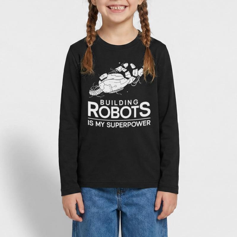 Edificio dell'ingegnere robotico robot Maglia a maniche lunghe ecologica premium per ragazzi