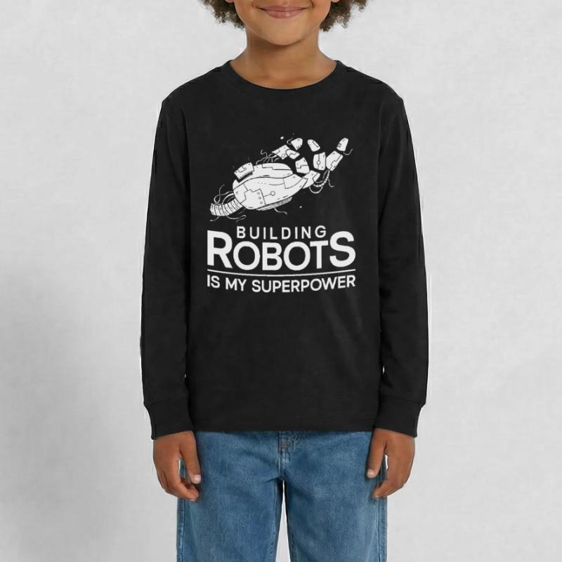 Edificio dell'ingegnere robotico robot Maglia a maniche lunghe ecologica premium per ragazzi