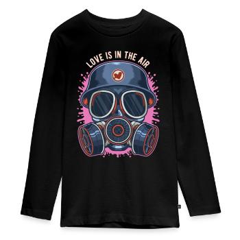 Liebe liegt in der Luft Anti Valentinstag Idee Gas Ma - Teenager Premium Bio Langarmshirt - Schwarz - Vorne - AI Model Kid Female (0cm)