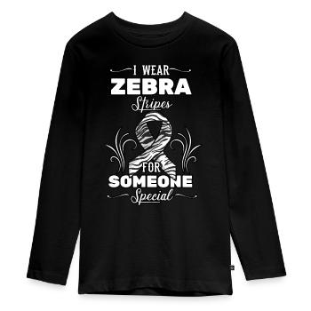 Karzinoidkrebs Zebrastreifen Bewusstseinsband Di - Teenager Premium Bio Langarmshirt - Schwarz - Vorne - AI Model Kid Female (0cm)