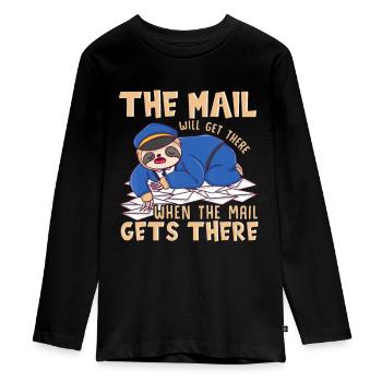 Sloth Mail kommt an - lustige Postangestelltenpost c - Teenager Premium Bio Langarmshirt - Schwarz - Vorne - AI Model Kid Female (0cm)
