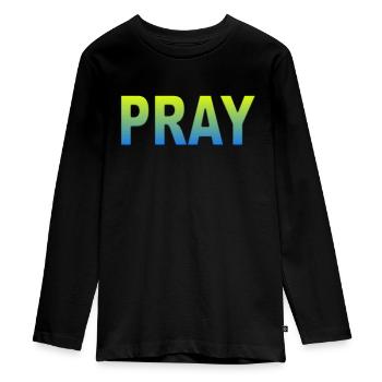 Ukraine pray - Teenager Premium Bio Langarmshirt - Schwarz - Vorne - AI Model Kid Female (0cm)