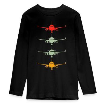 Aviation Avion Volant Compagnie aérienne Drôle Vintage Pil - T-shirt manches longues Premium Ado - noir - Devant - AI Model Kid Female (0cm)