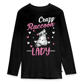 Folle raton laveur dame Waschbär - T-shirt manches longues Premium Ado - noir - Devant - AI Model Kid Female (0cm)