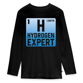 Hydrogen Expert Wasserstoff Energie Element - Teenager Premium Bio Langarmshirt - Schwarz - Vorne - AI Model Kid Female (0cm)