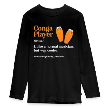 Joueur de conga comme un instrument de percussion normal - T-shirt manches longues Premium Ado - noir - Devant - AI Model Kid Female (0cm)