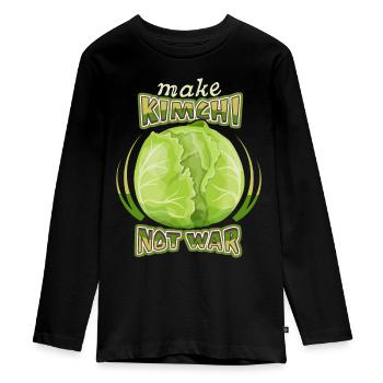 Cabbage, white cabbage, kimchi, funny saying - Teenager Premium Organic Long Sleeve Shirt - black - Front - AI Model Kid Female (0cm)