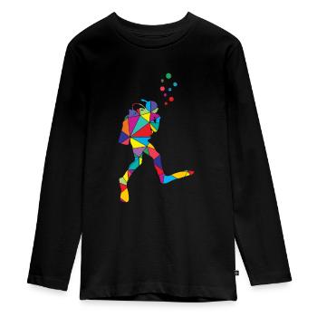 Low Poly Diving Polygon Diving - Teenager Premium Organic Long Sleeve Shirt - black - Front - AI Model Kid Female (0cm)