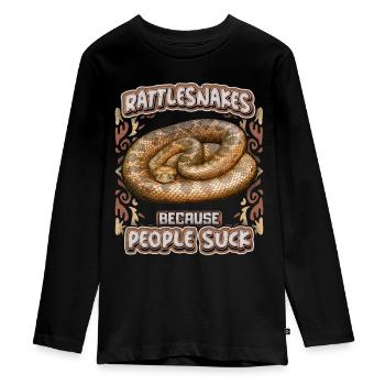 Snake, rattlesnake, slogan People-Suck - Teenager Premium Organic Long Sleeve Shirt - black - Front - AI Model Kid Female (0cm)