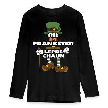 The Prankster Leprechaun St Patrick's Day - Teenager Premium Bio Langarmshirt - Schwarz - Vorne - AI Model Kid Female (0cm)
