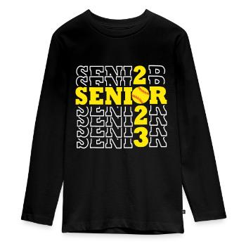 Class of 2023 Softball Senior Seniors Back to Scho - Teenager Premium Organic Long Sleeve Shirt - black - Front - AI Model Kid Female (0cm)