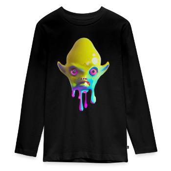 Farbenfroher Alien - Teenager Premium Bio Langarmshirt - Schwarz - Vorne - AI Model Kid Female (0cm)