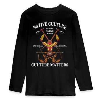 Indian headdress with bow and arrow - Teenager Premium Organic Long Sleeve Shirt - black - Front - AI Model Kid Female (0cm)