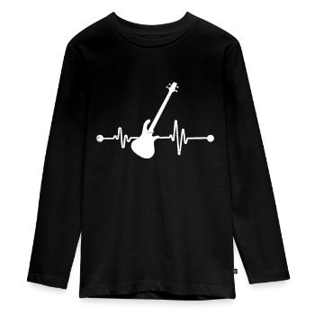 Bassgitarrist Herzschlag Musikinstrument Ba - Teenager Premium Bio Langarmshirt - Schwarz - Vorne - AI Model Kid Female (0cm)