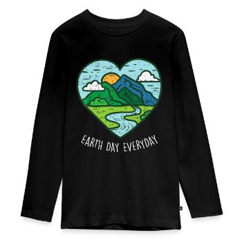 Earth Day Everyday April 22nd Environmentalist Gif - Teenager Premium Organic Long Sleeve Shirt - black - Front - AI Model Kid Female (0cm)