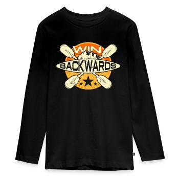 Rowing Win Backwards Water Sports Oarsmen Rower - Teenager Premium Organic Long Sleeve Shirt - black - Front - AI Model Kid Female (0cm)